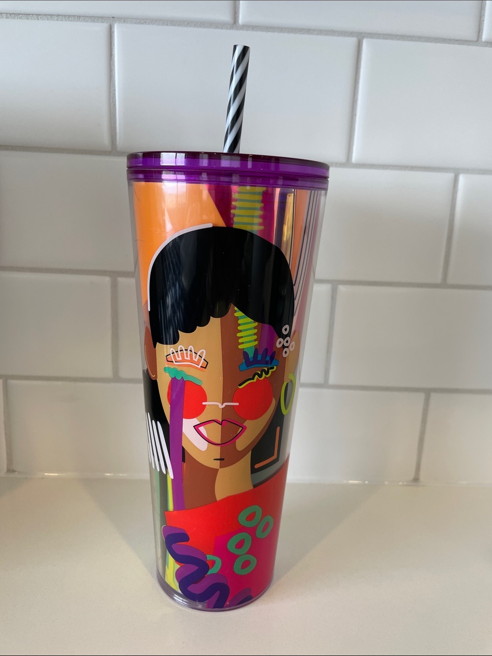 Starbucks + She x This Collaboration Yellow Purple Iridescent Graphic Tumbler